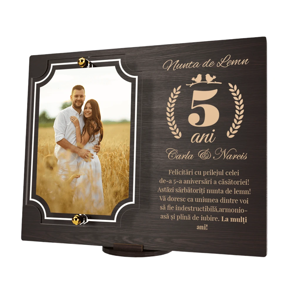 Placheta personalizata aniversare 5 ani – Nunta de lemn