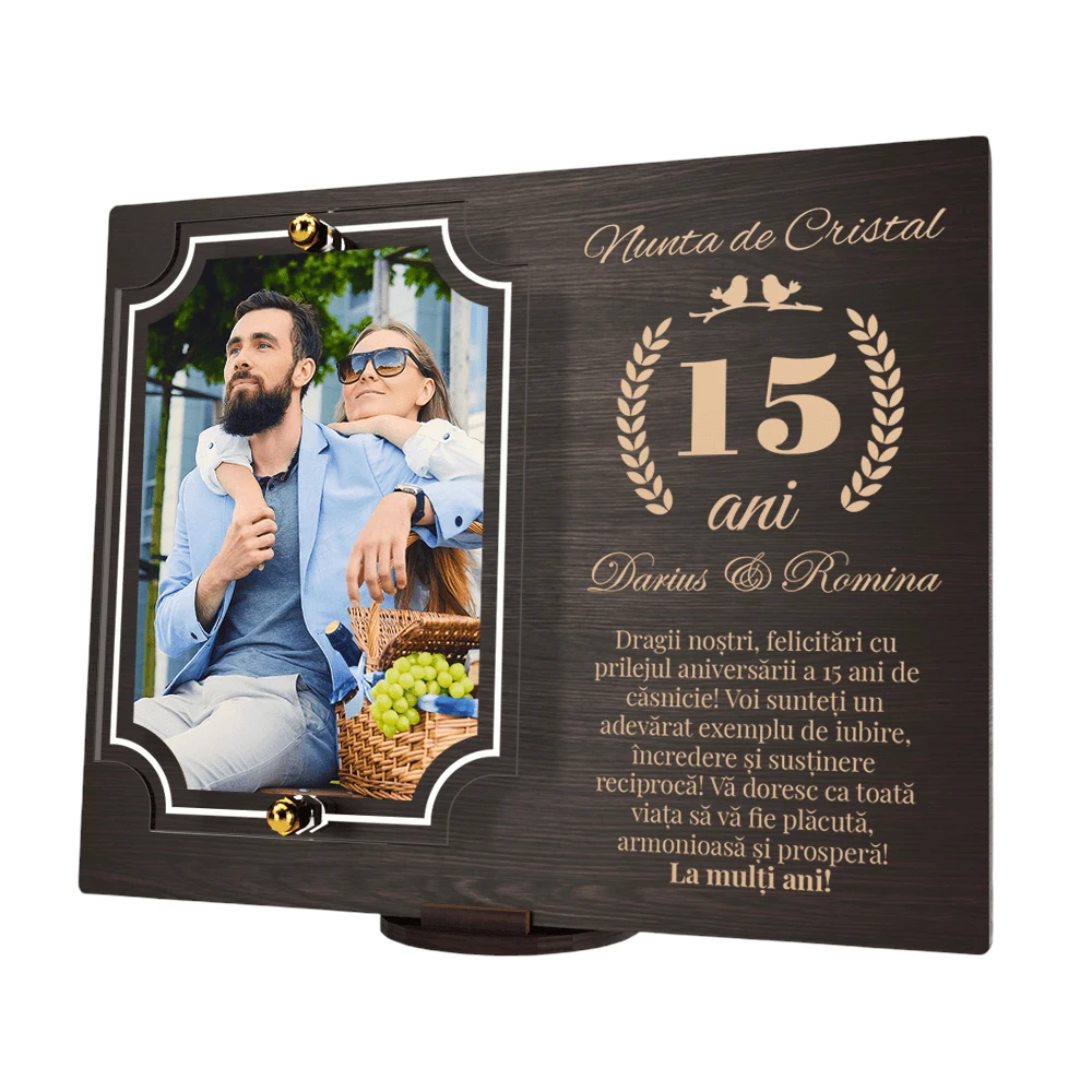 Placheta personalizata aniversare 15 ani – Nunta de cristal