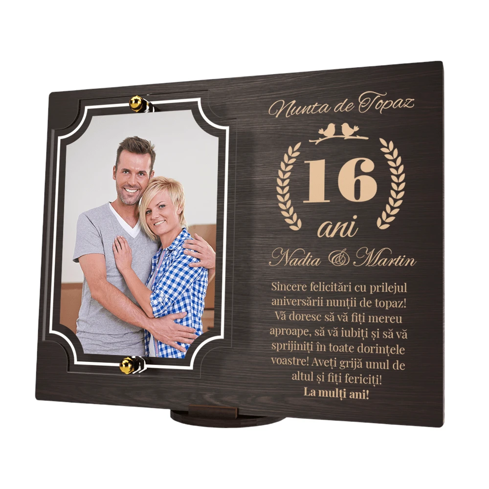 Placheta personalizata aniversare 16 ani – Nunta de topaz