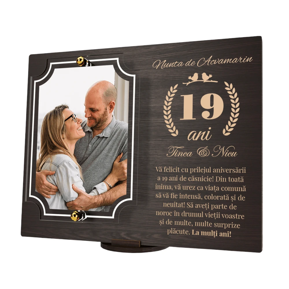 Placheta personalizata aniversare 19 ani – Nunta de acvamarin