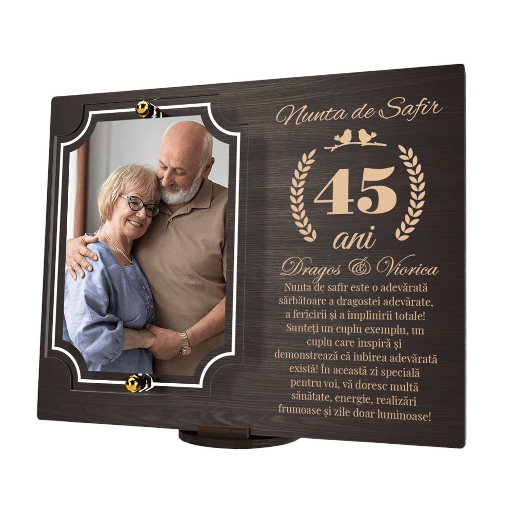 Placheta personalizata aniversare 45 ani – Nunta de safir