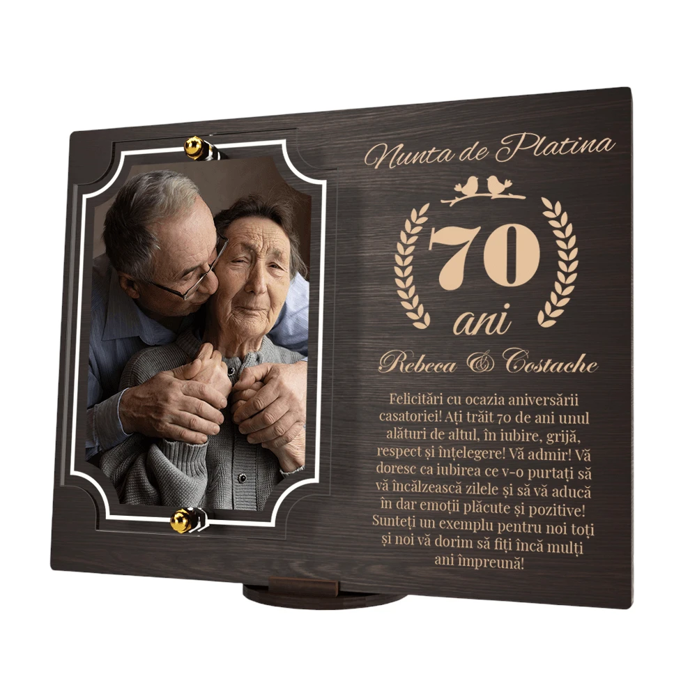 Placheta personalizata aniversare 70 ani – Nunta de platină