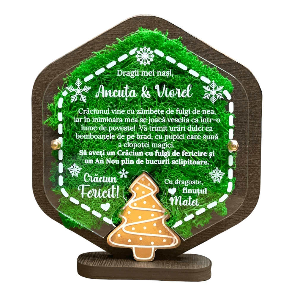 Trofeu personalizat de Craciun – pentru nasii de botez - Fundal Alb