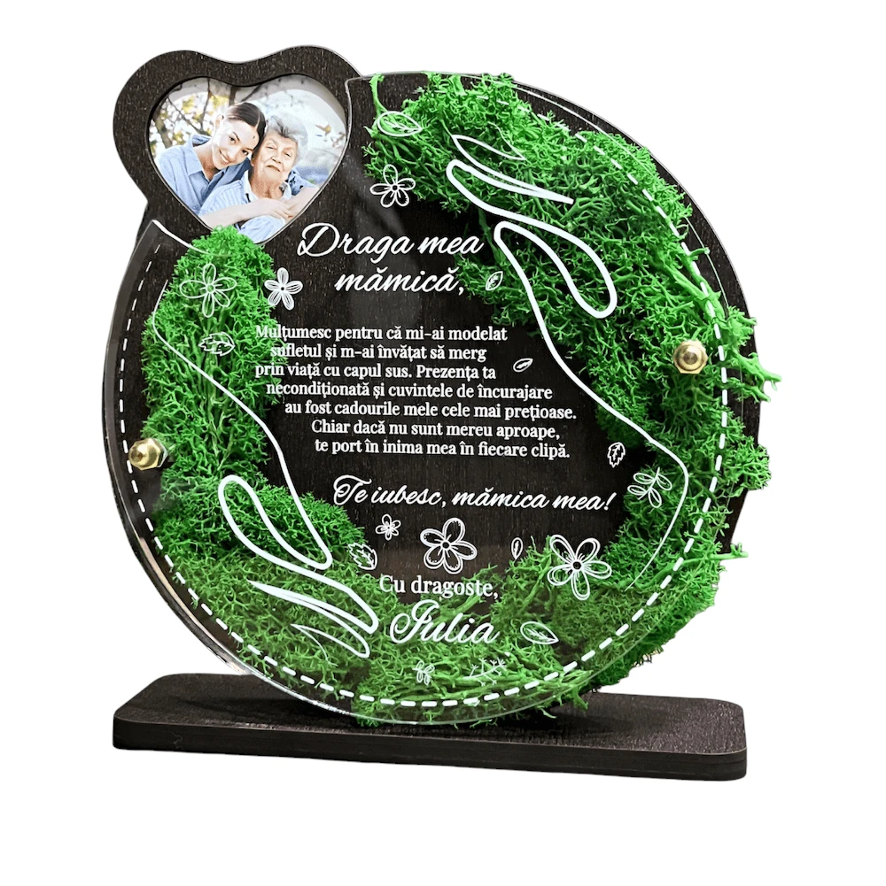 Trofeu personalizat cu licheni – Draga mea mamica