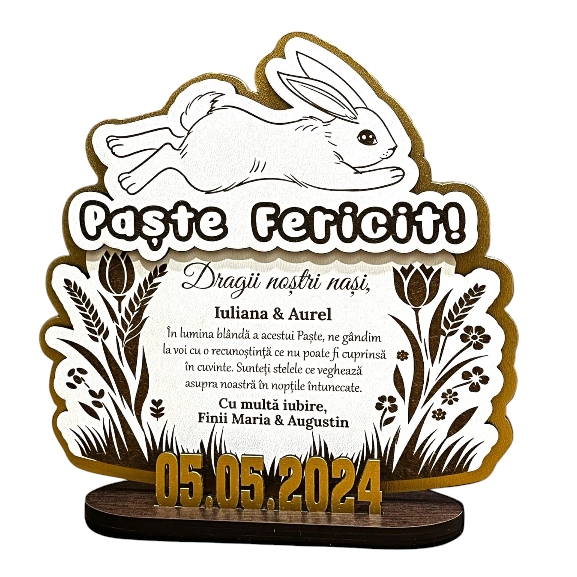 Trofeu personalizat de Paste – de la fini pentru nasi - Fundal Alb