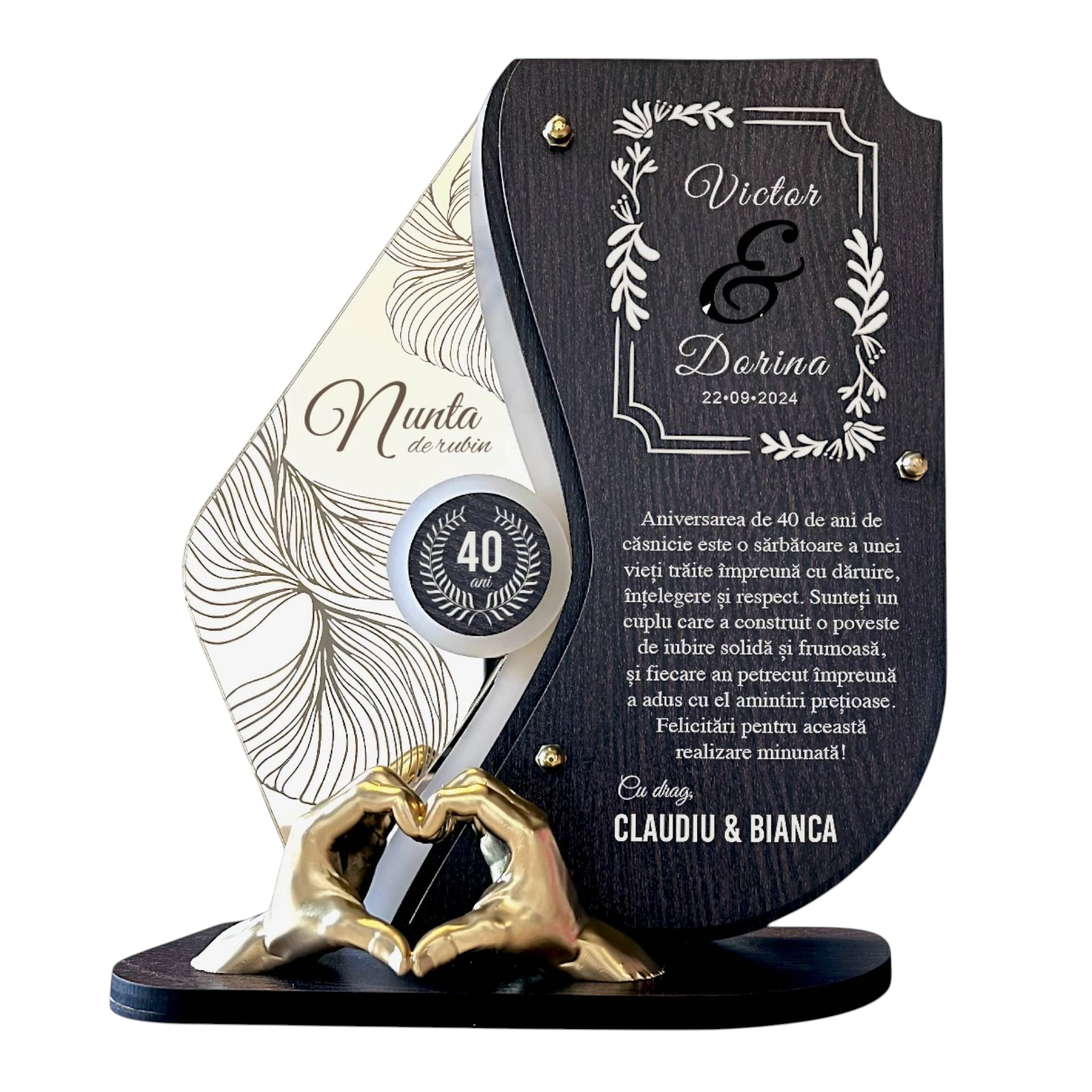 Trofeu personalizat 40 ani  – Nunta de rubin – Manute
