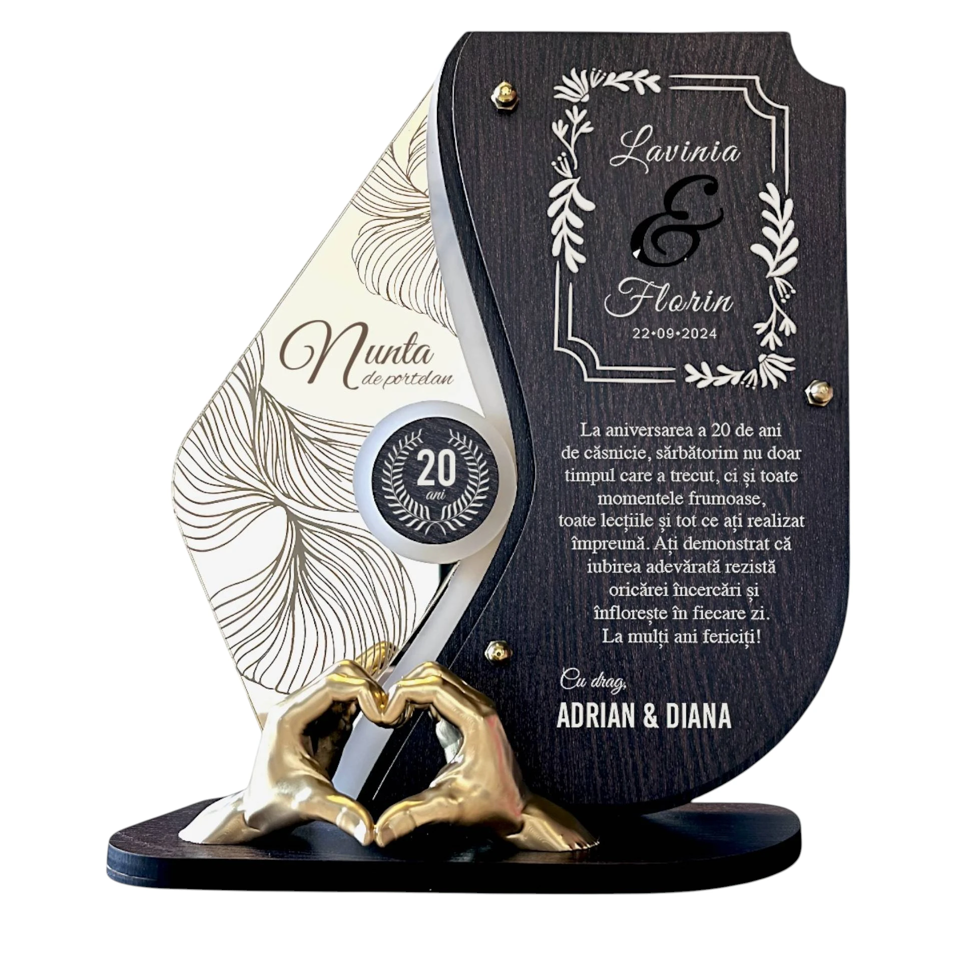 Trofeu personalizat 20 ani  – Nunta de portelan – Manute