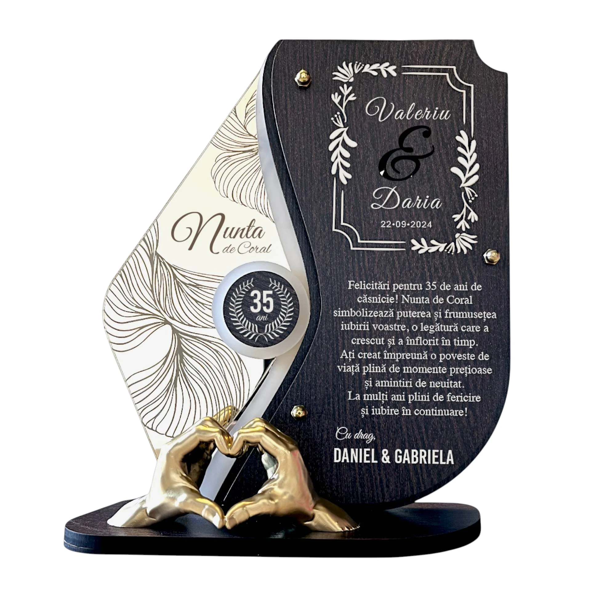 Trofeu personalizat 35 ani  – Nunta de coral – Manute