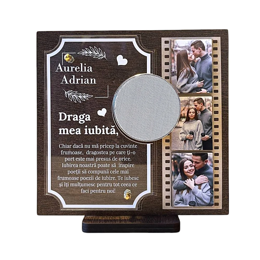 Trofeu personalizat cu boxa – Filmul vietii mele - Fundal Alb