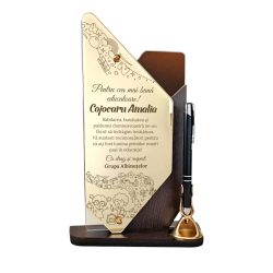 Trofeu personalizat gold cu pix – Pentru educatoare