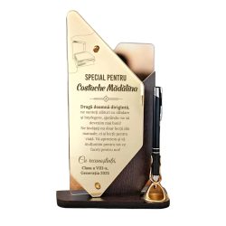 Trofeu personalizat gold cu pix – Pentru diriginta