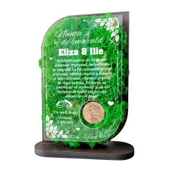 Trofeu Personalizat cu Licheni – Aniversare Nunta de smarald