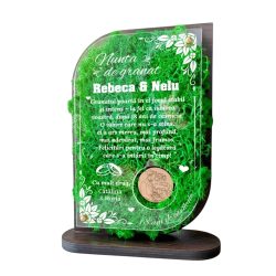 Trofeu Personalizat cu Licheni – Aniversare Nunta de granat