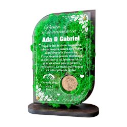 Trofeu Personalizat cu Licheni – Aniversare Nunta de acvamarin