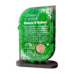 Trofeu Personalizat cu Licheni – Aniversare Nunta de piele