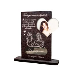 Cadou personalizat Trofeu – Inima pentru verisoara (Poza si mesaj)