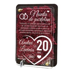 Felicitare cu licheni – Aniversare nunta de portelan 20 ani