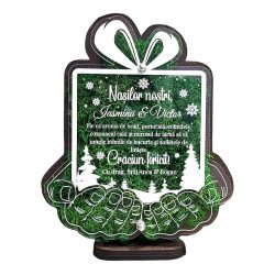 Trofeu personalizat cu licheni – cadou pentru nasi de Craciun