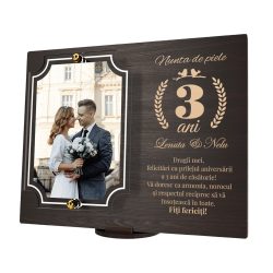 Placheta personalizata aniversare 3 ani – Nunta de piele