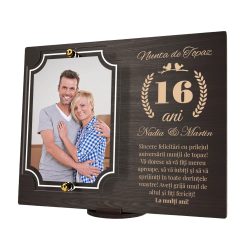 Placheta personalizata aniversare 16 ani – Nunta de topaz