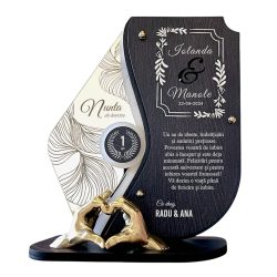 Trofeu personalizat 1 an – Nunta de hartie – Manute