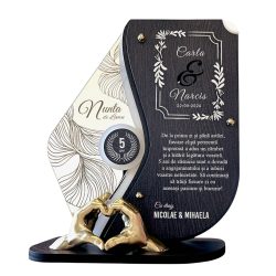 Trofeu personalizat 5 ani  – Nunta de lemn – Manute