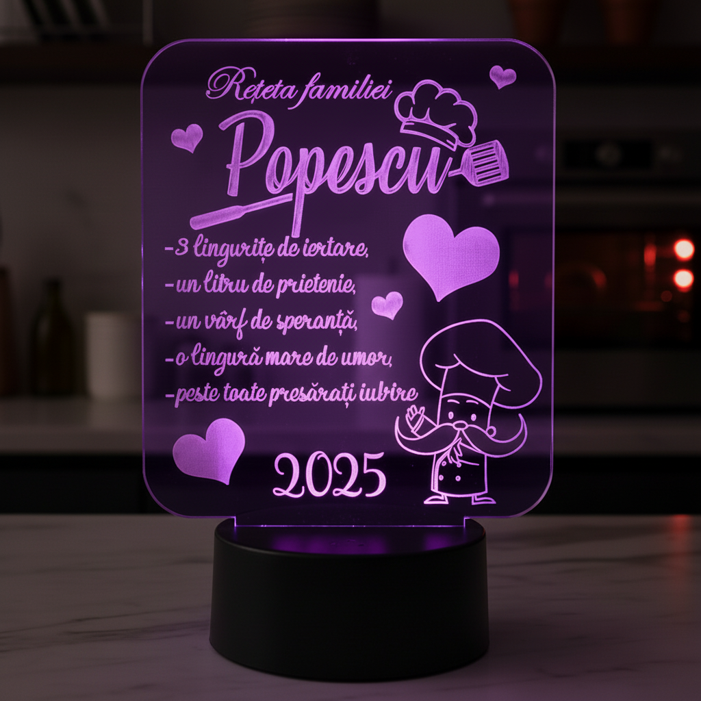 Cadou personalizat Trofeu LED - Reteta Familiei Cadou personalizat Trofeu LED - Reteta Familiei