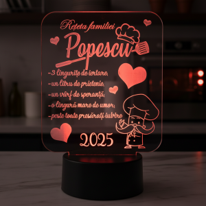 Cadou personalizat Trofeu LED – Reteta Familiei