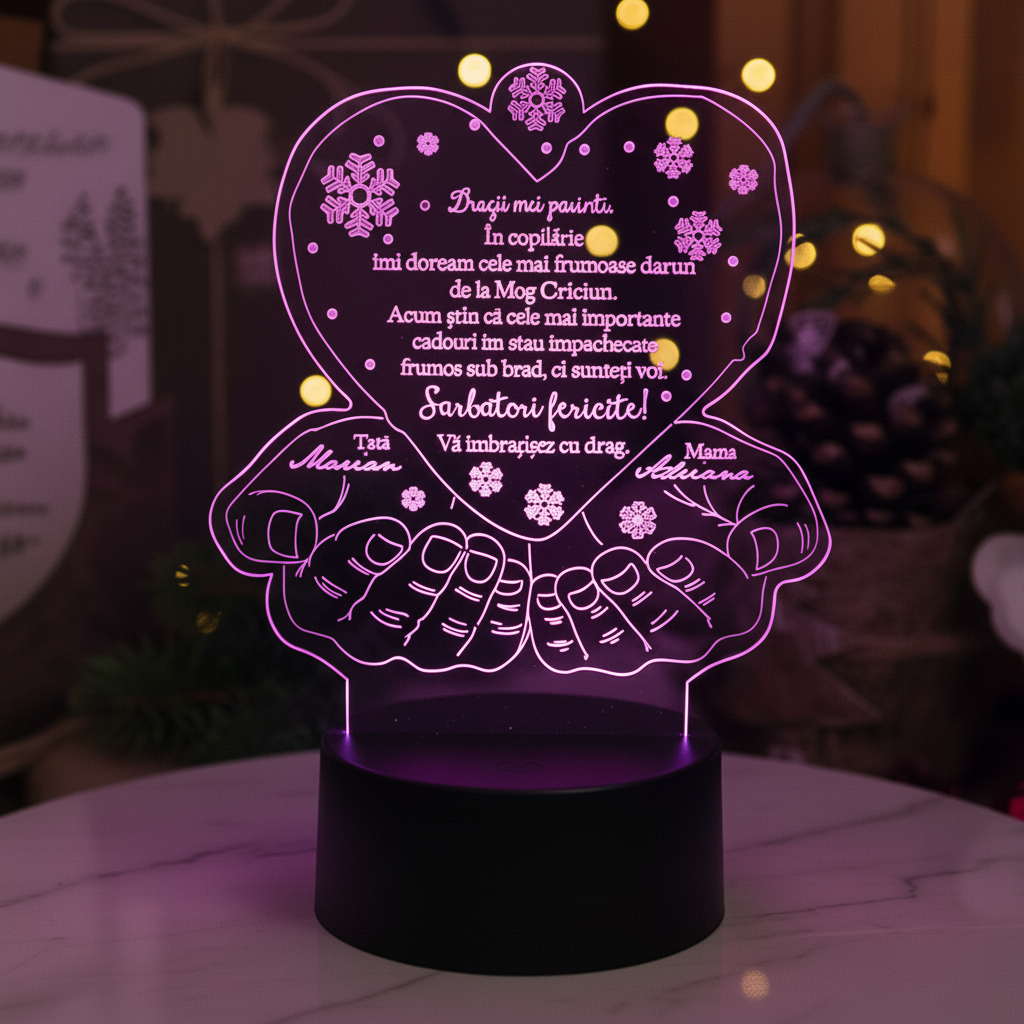 Cadou personalizat Trofeu LED pentru parinti