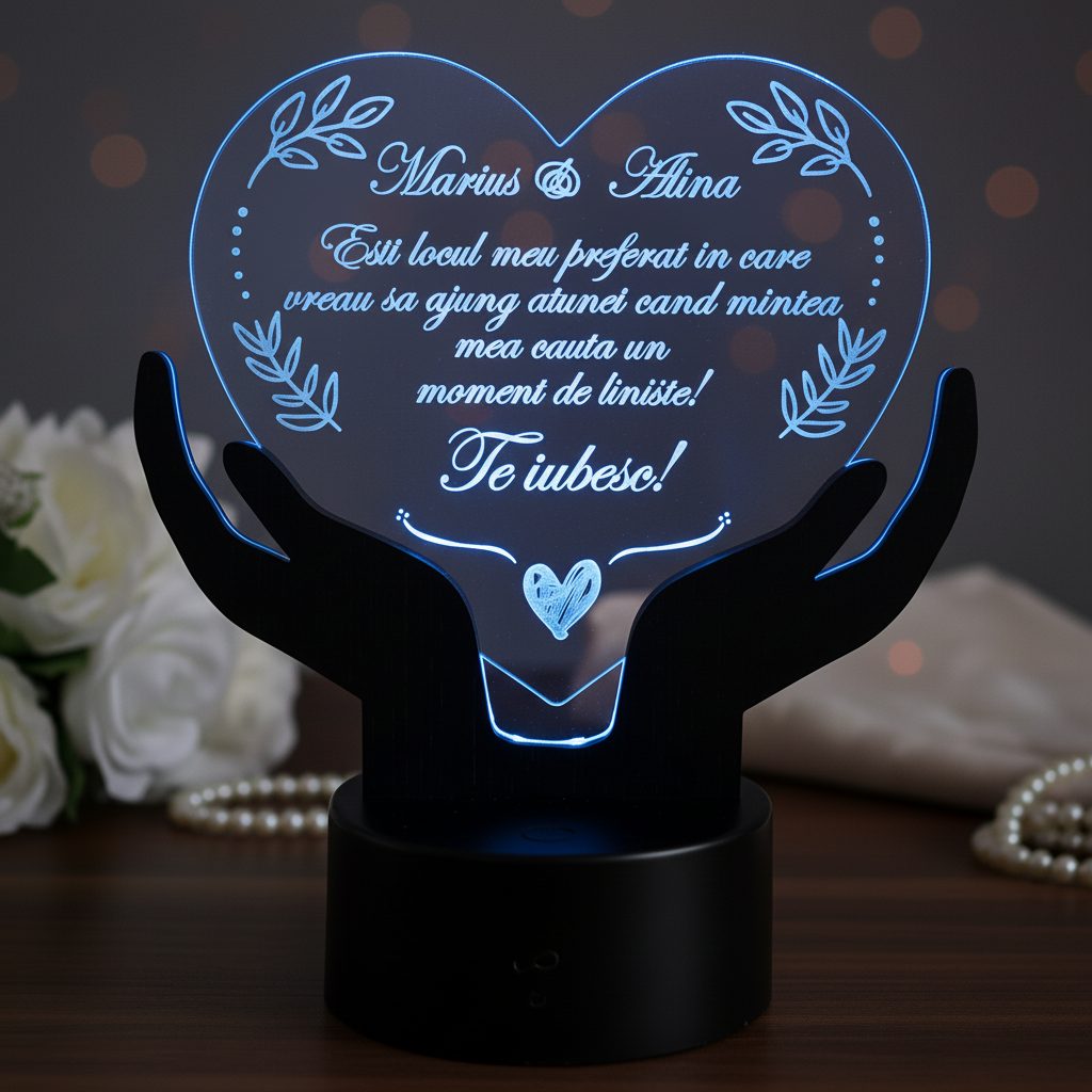 Cadou personalizat Trofeu led - Placheta inima mea - LED Cadou personalizat Trofeu led - Placheta inima mea - LED