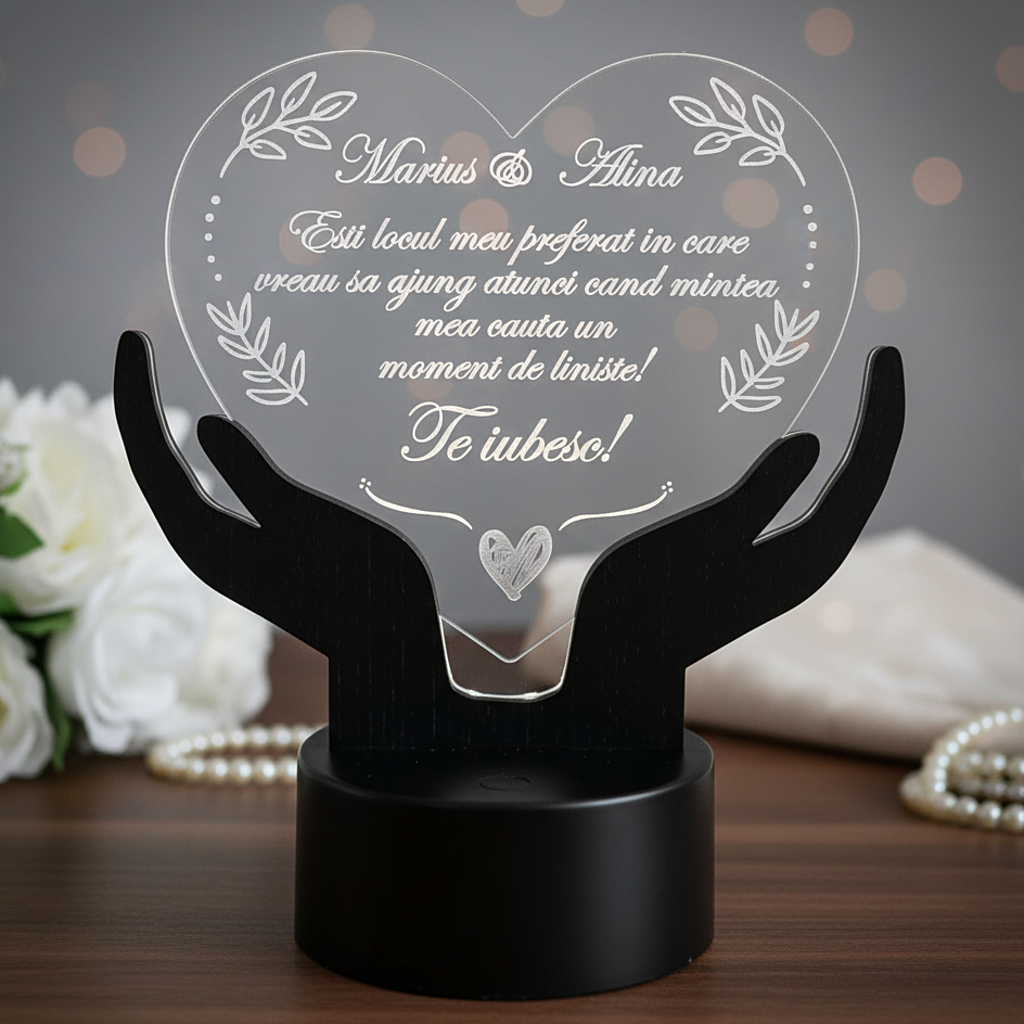 Cadou personalizat Trofeu led - Placheta inima mea - LED Cadou personalizat Trofeu led - Placheta inima mea - LED