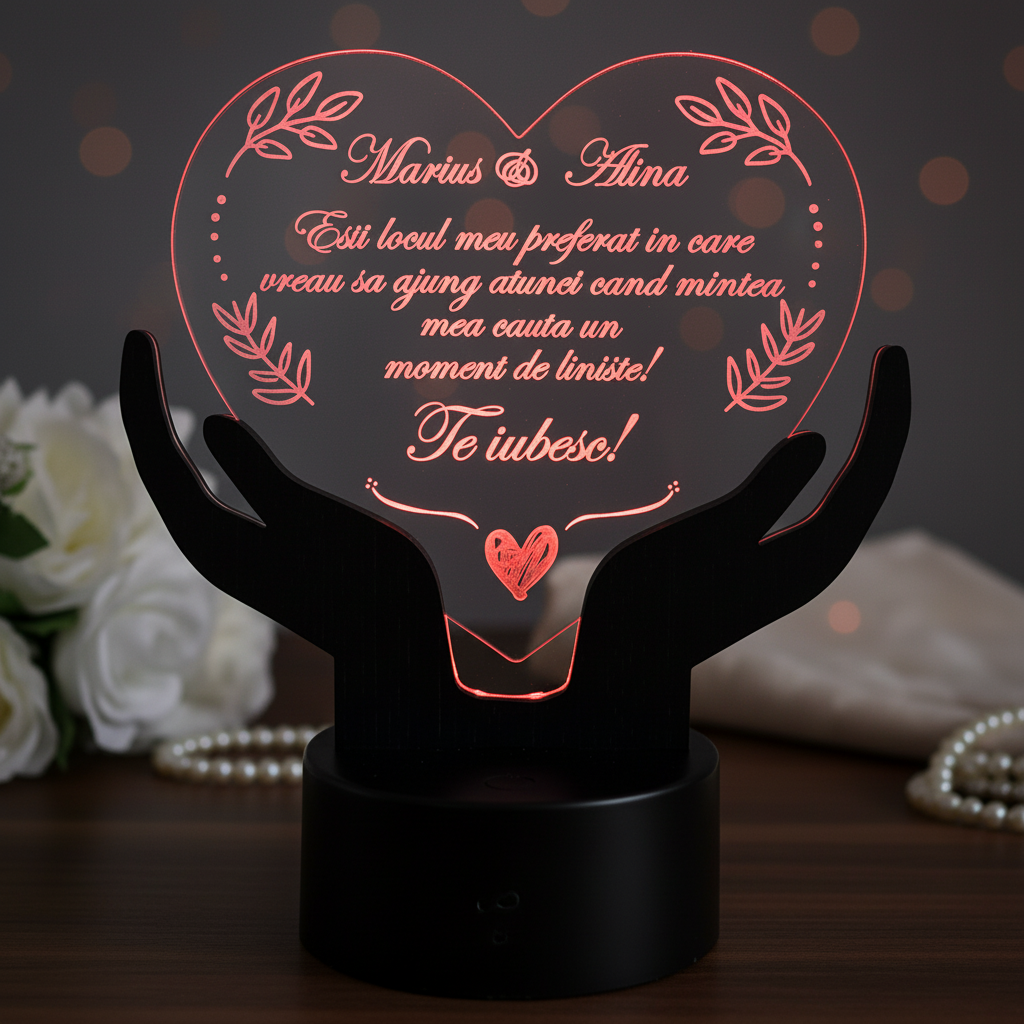 Cadou personalizat Trofeu led - Placheta inima mea - LED Cadou personalizat Trofeu led - Placheta inima mea - LED