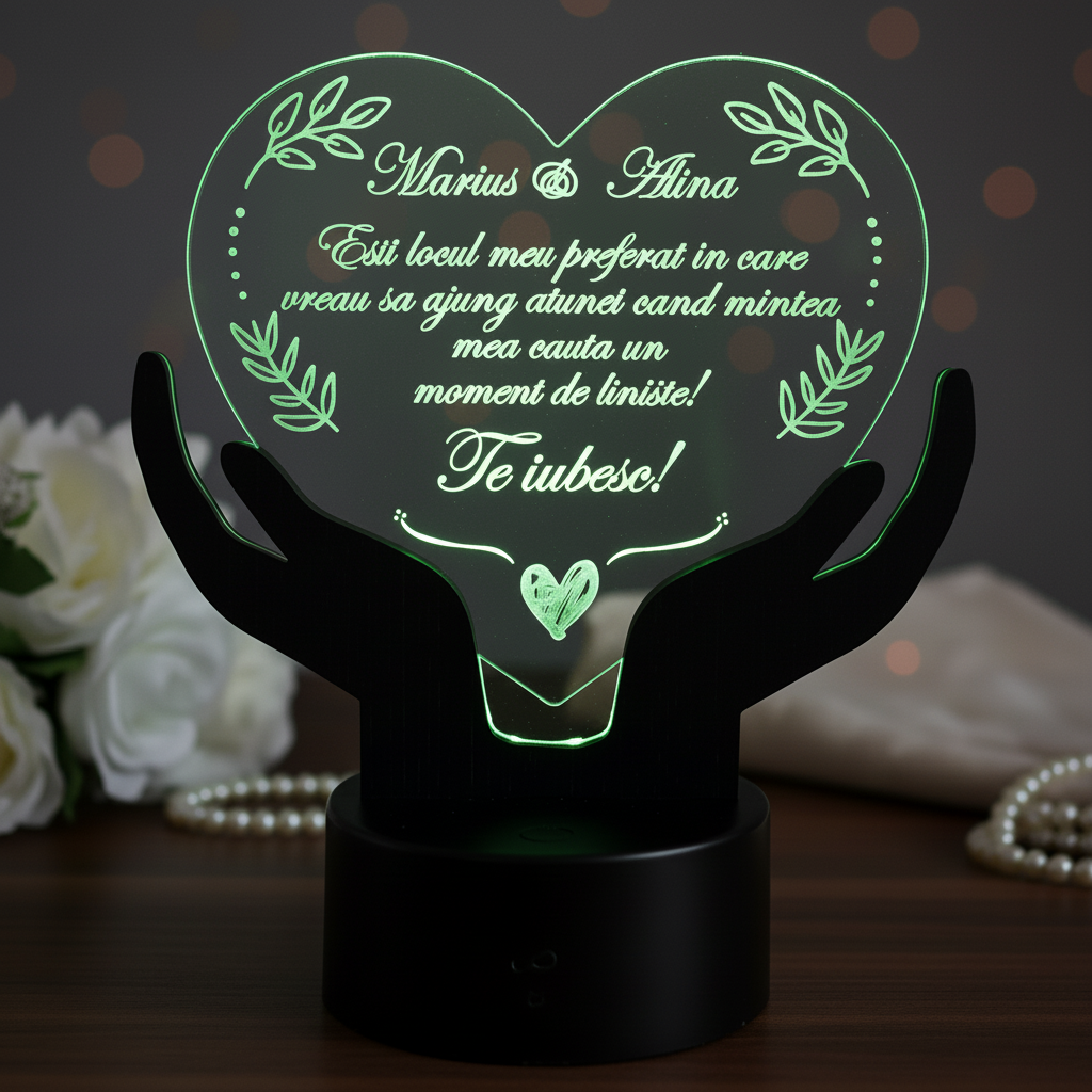 Cadou personalizat Trofeu led - Placheta inima mea - LED Cadou personalizat Trofeu led - Placheta inima mea - LED