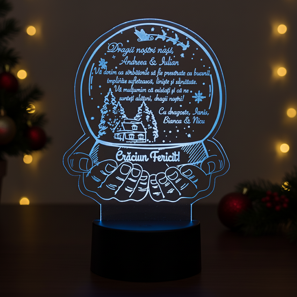 Trofeu Personalizat - Cadou glob de Craciun pentru nasi Trofeu Personalizat - Cadou glob de Craciun pentru nasi