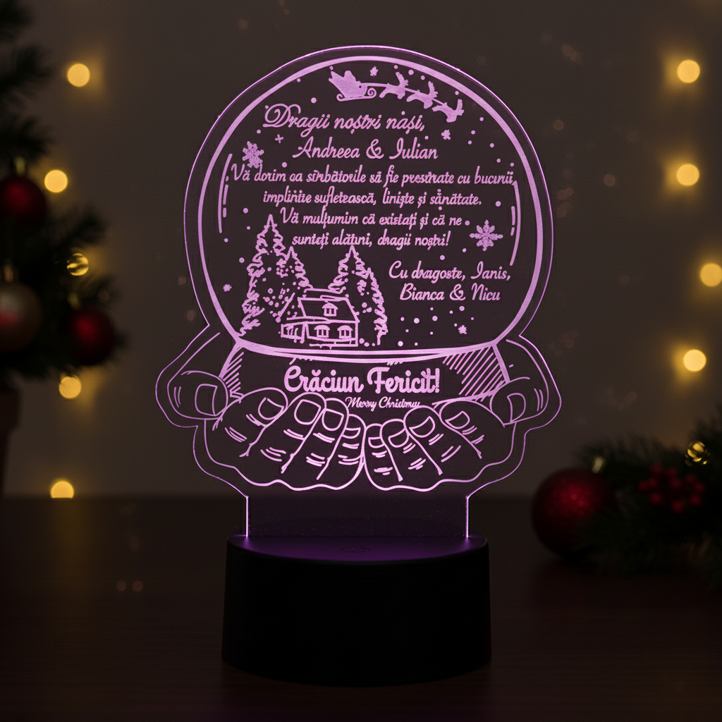 Trofeu Personalizat - Cadou glob de Craciun pentru nasi Trofeu Personalizat - Cadou glob de Craciun pentru nasi