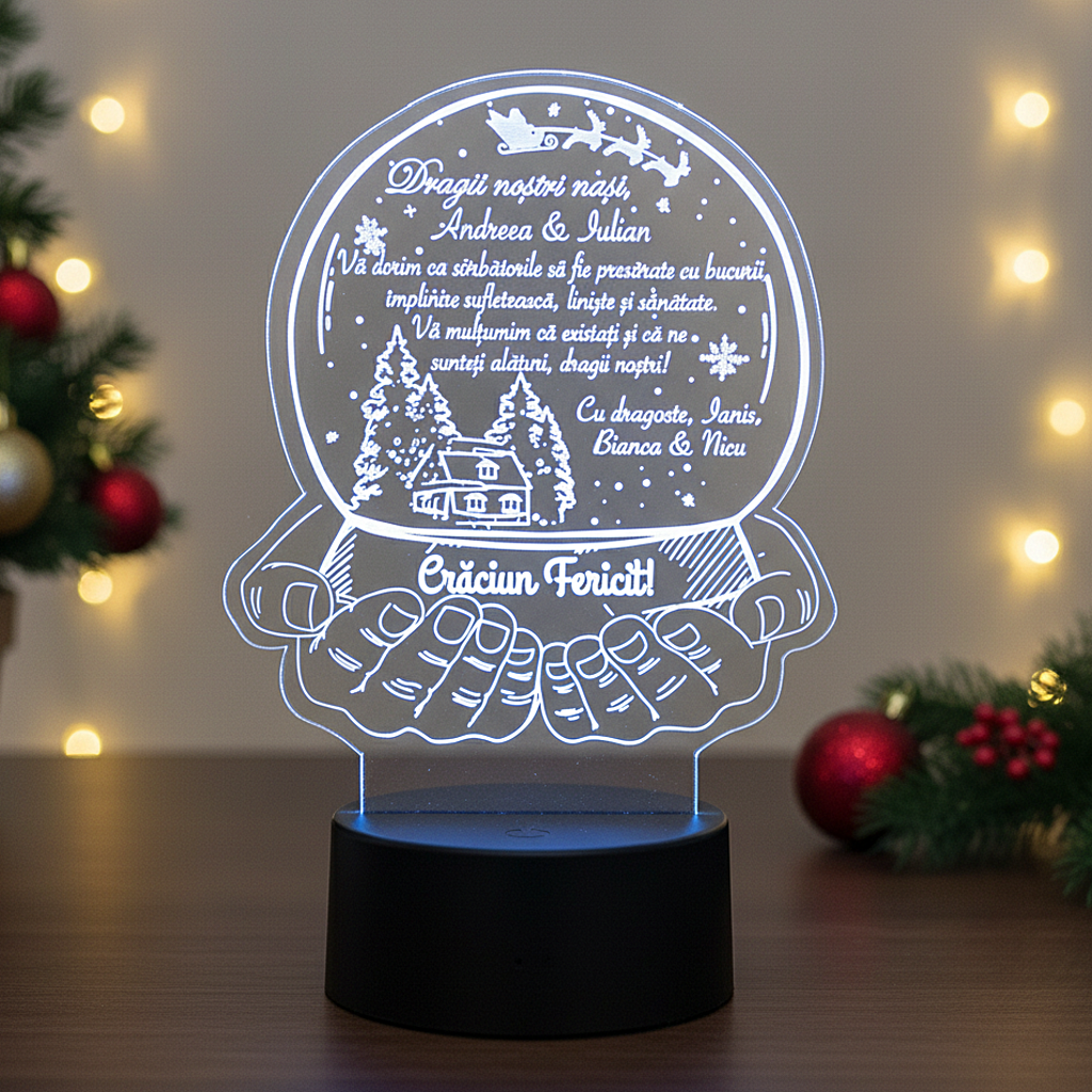 Trofeu Personalizat - Cadou glob de Craciun pentru nasi Trofeu Personalizat - Cadou glob de Craciun pentru nasi