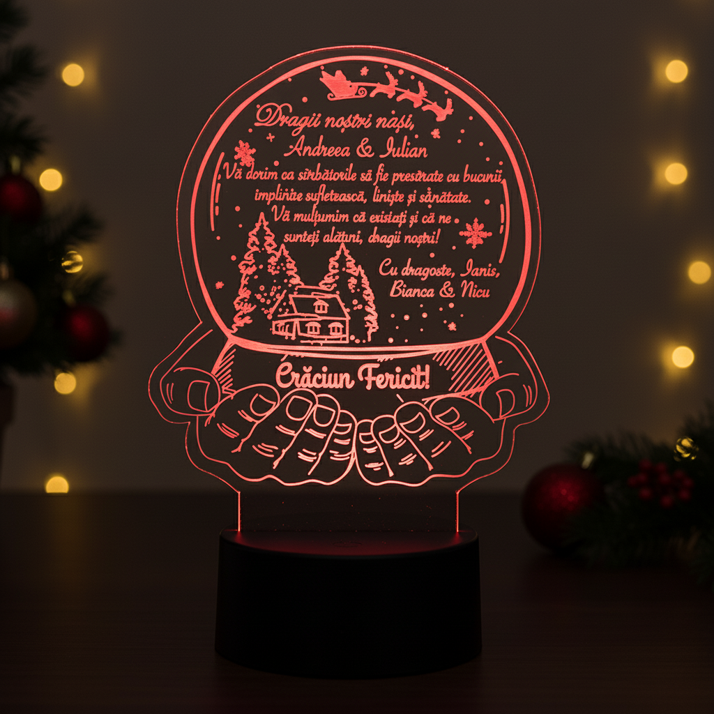 Trofeu Personalizat - Cadou glob de Craciun pentru nasi Trofeu Personalizat - Cadou glob de Craciun pentru nasi