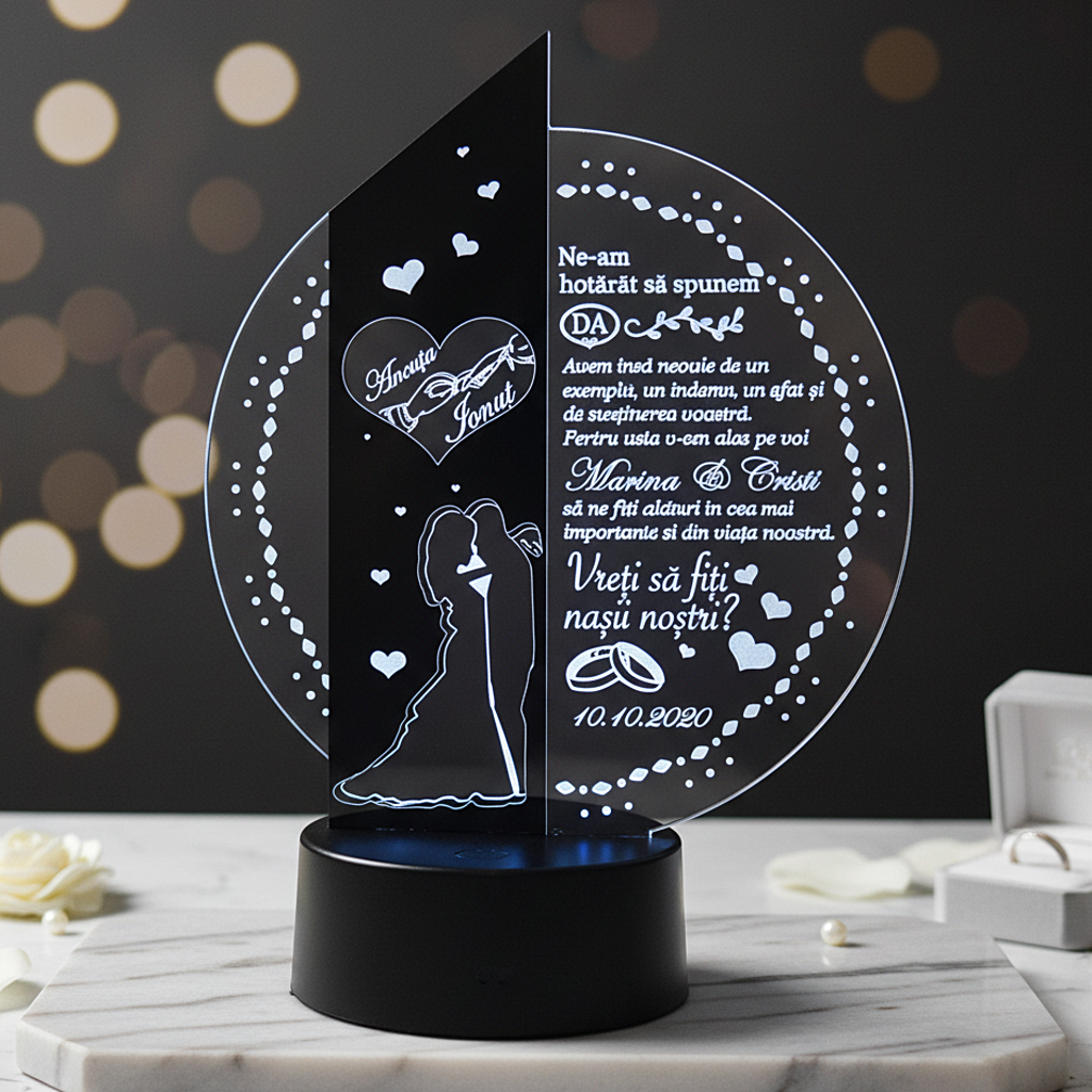 Trofeu LED personalizat cerere nasi - Vreti sa fiti nasii nostri? Trofeu LED personalizat cerere nasi - Vreti sa fiti nasii nostri?