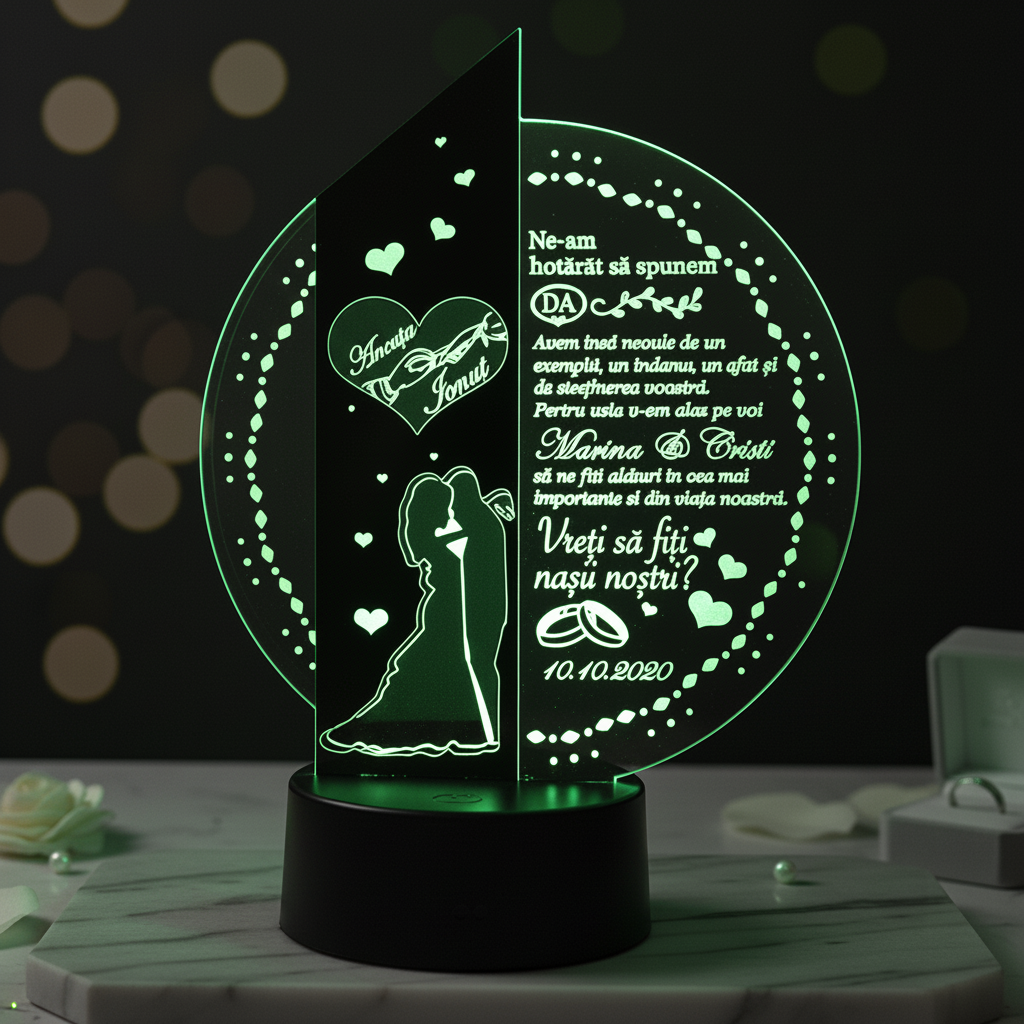 Trofeu LED personalizat cerere nasi - Vreti sa fiti nasii nostri? Trofeu LED personalizat cerere nasi - Vreti sa fiti nasii nostri?