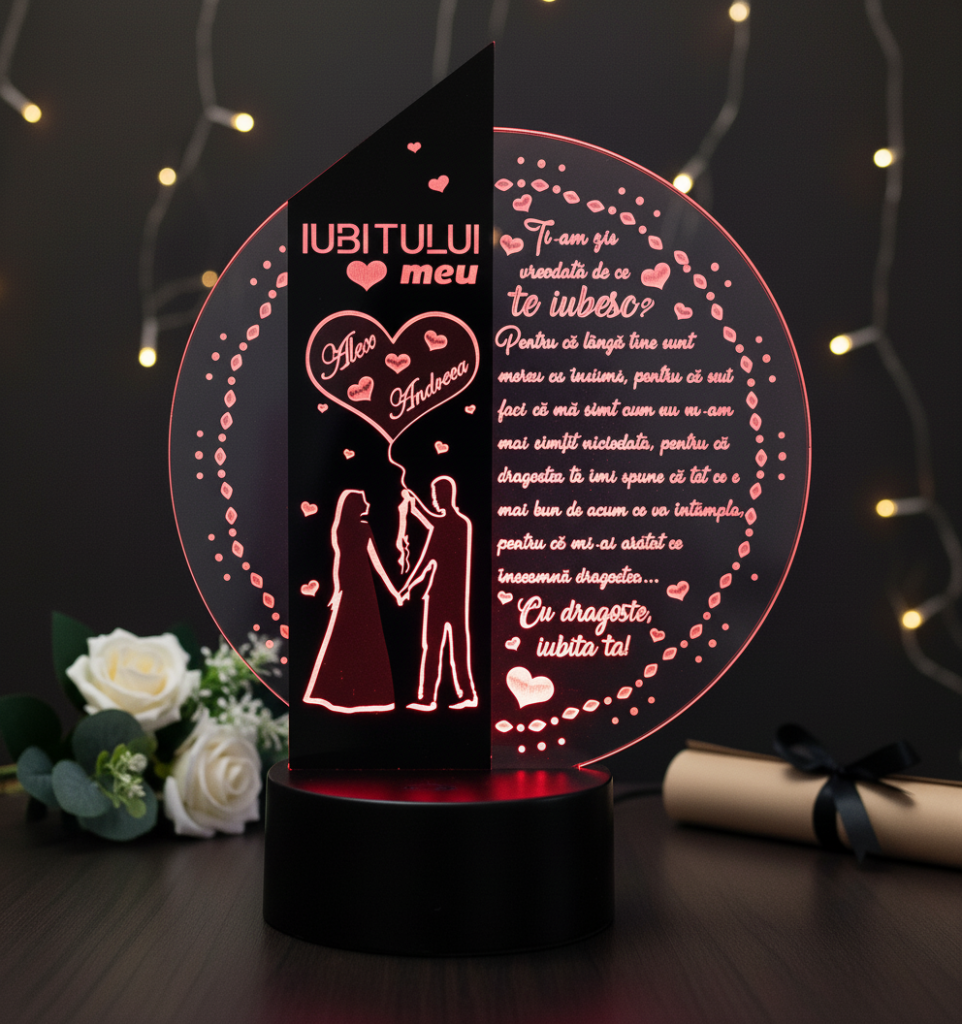 Cadou personalizat Trofeu LED – Iubitului meu