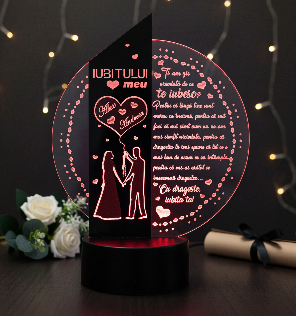 Cadou personalizat Trofeu LED – Iubitului meu