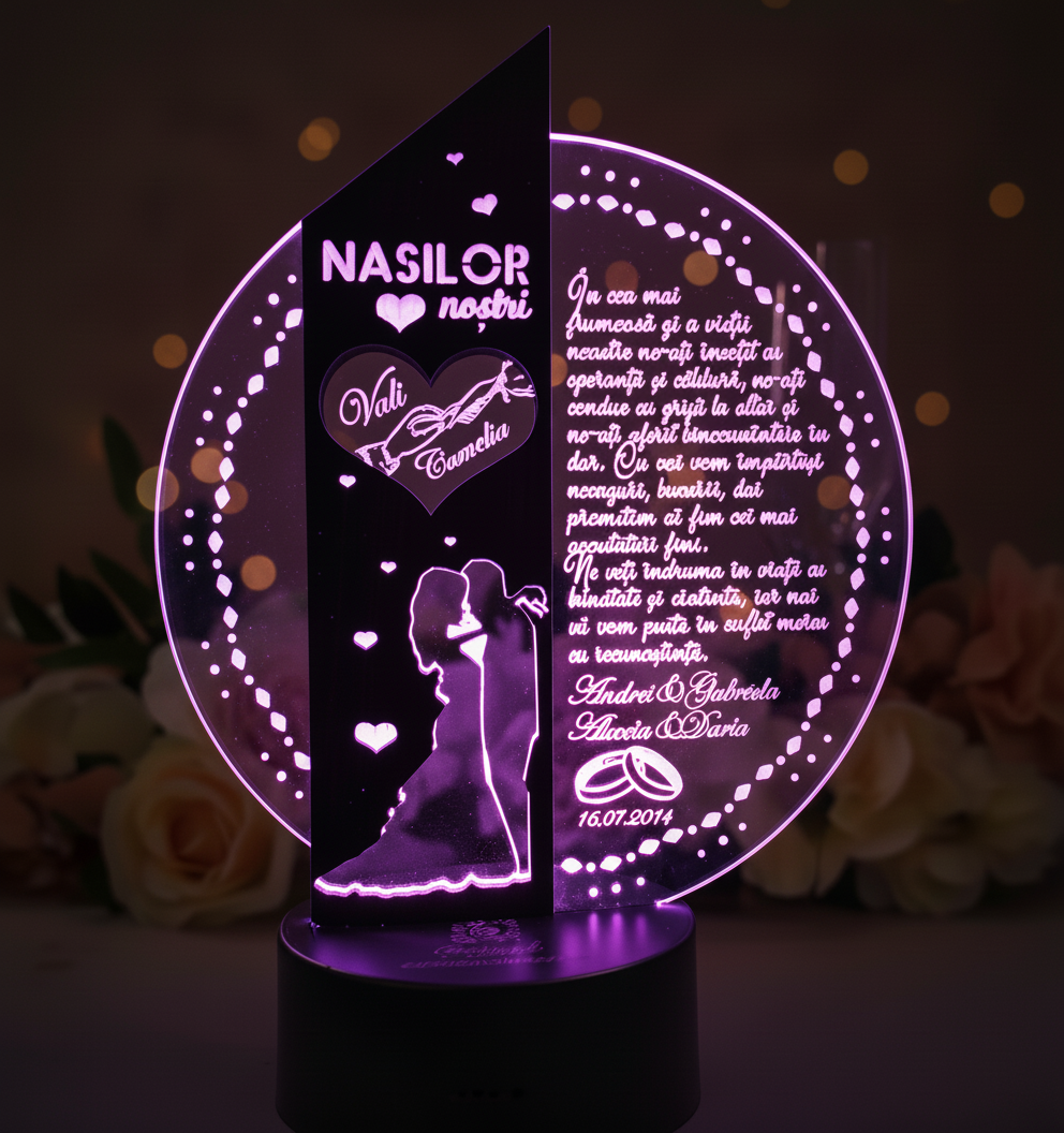 Cadou nasi personalizat Trofeu LED - Placheta pentru nasi Cadou nasi personalizat Trofeu LED - Placheta pentru nasi