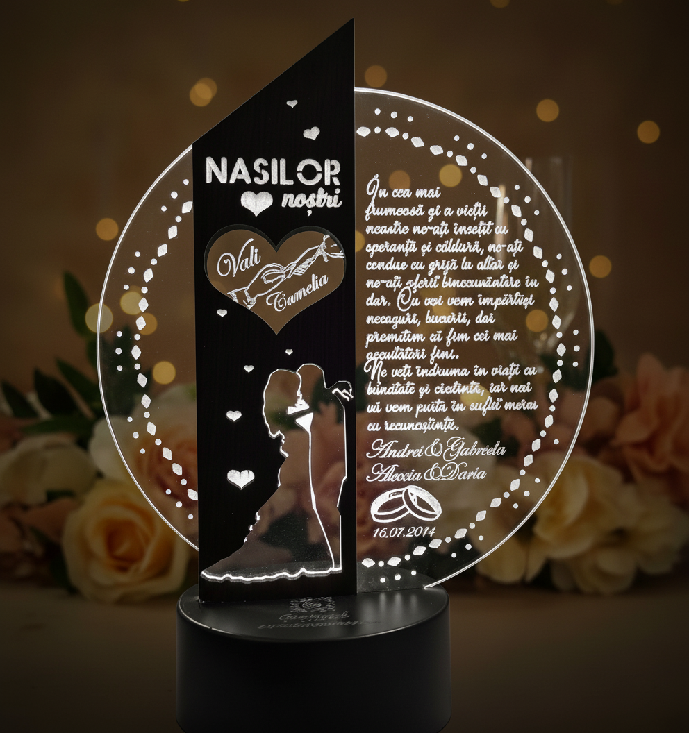 Cadou nasi personalizat Trofeu LED - Placheta pentru nasi Cadou nasi personalizat Trofeu LED - Placheta pentru nasi