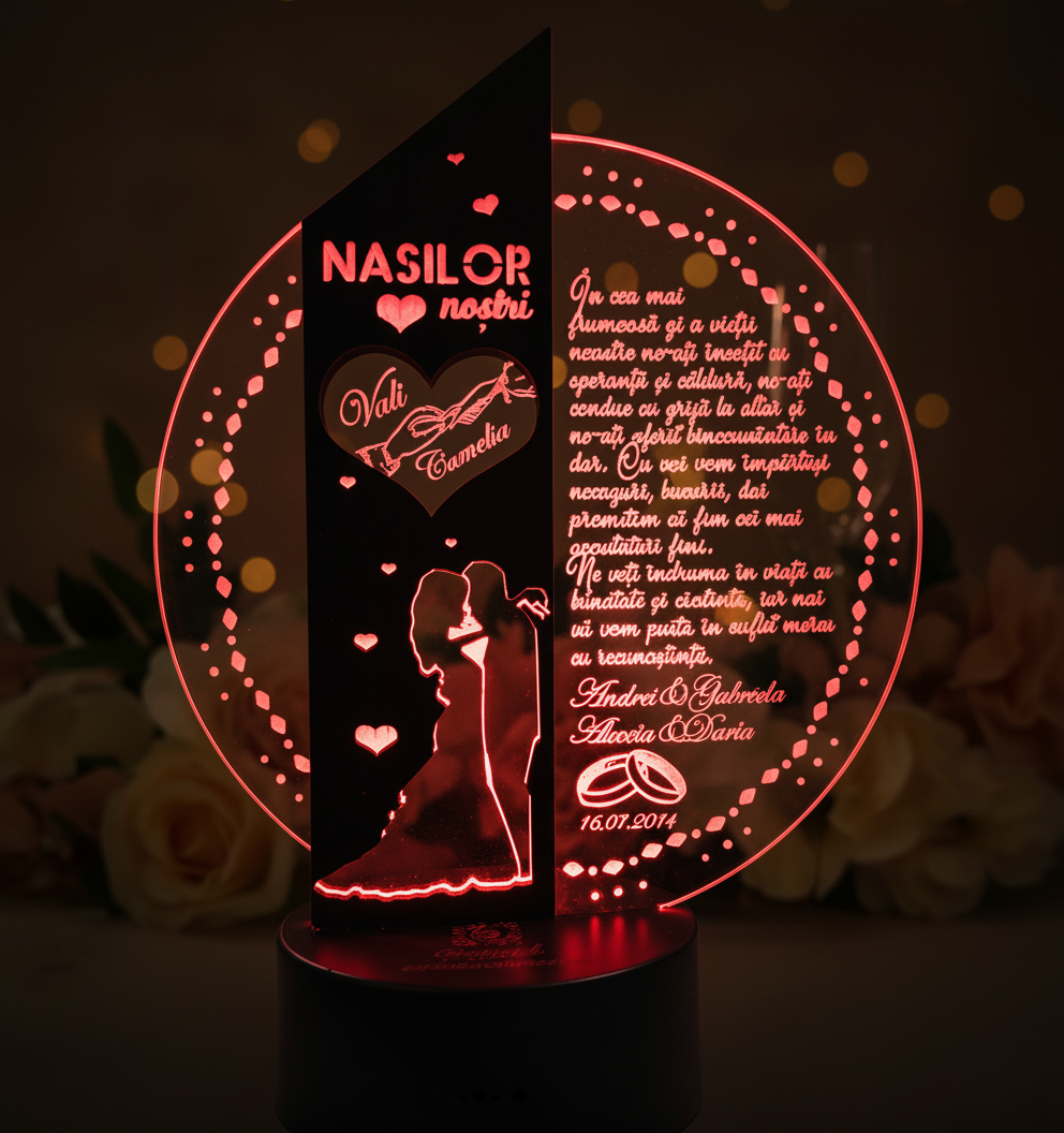 Cadou nasi personalizat Trofeu LED - Placheta pentru nasi Cadou nasi personalizat Trofeu LED - Placheta pentru nasi