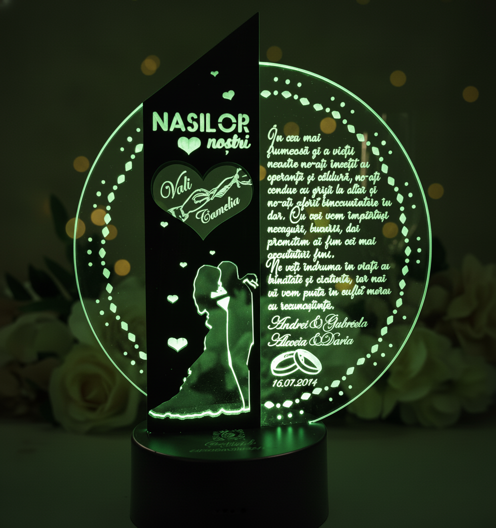 Cadou nasi personalizat Trofeu LED - Placheta pentru nasi Cadou nasi personalizat Trofeu LED - Placheta pentru nasi