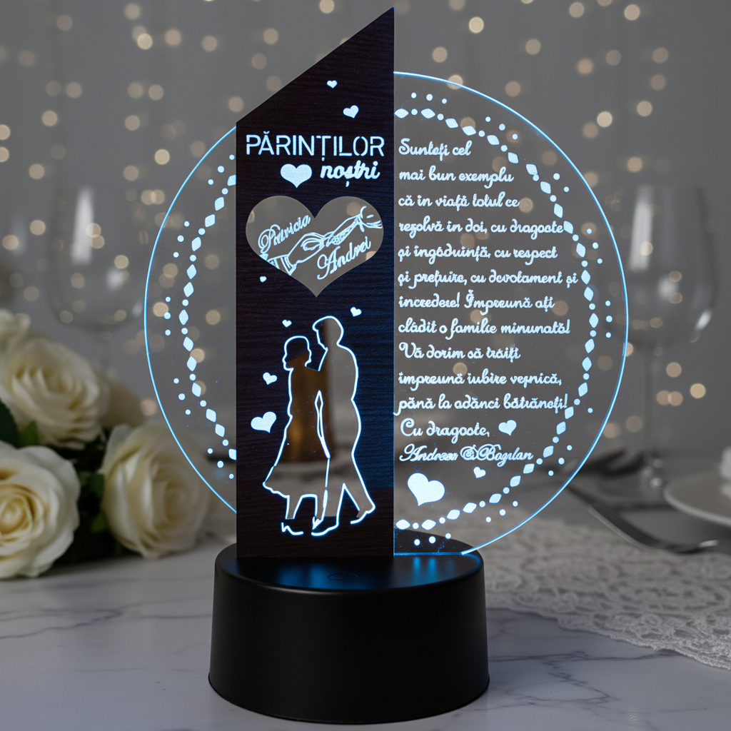 Cadou personalizat Trofeu LED - Placheta speciala pentru parinti Cadou personalizat Trofeu LED - Placheta speciala pentru parinti