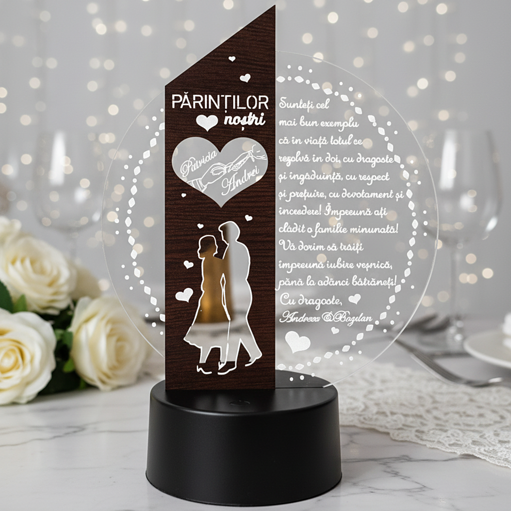 Cadou personalizat Trofeu LED - Placheta speciala pentru parinti Cadou personalizat Trofeu LED - Placheta speciala pentru parinti