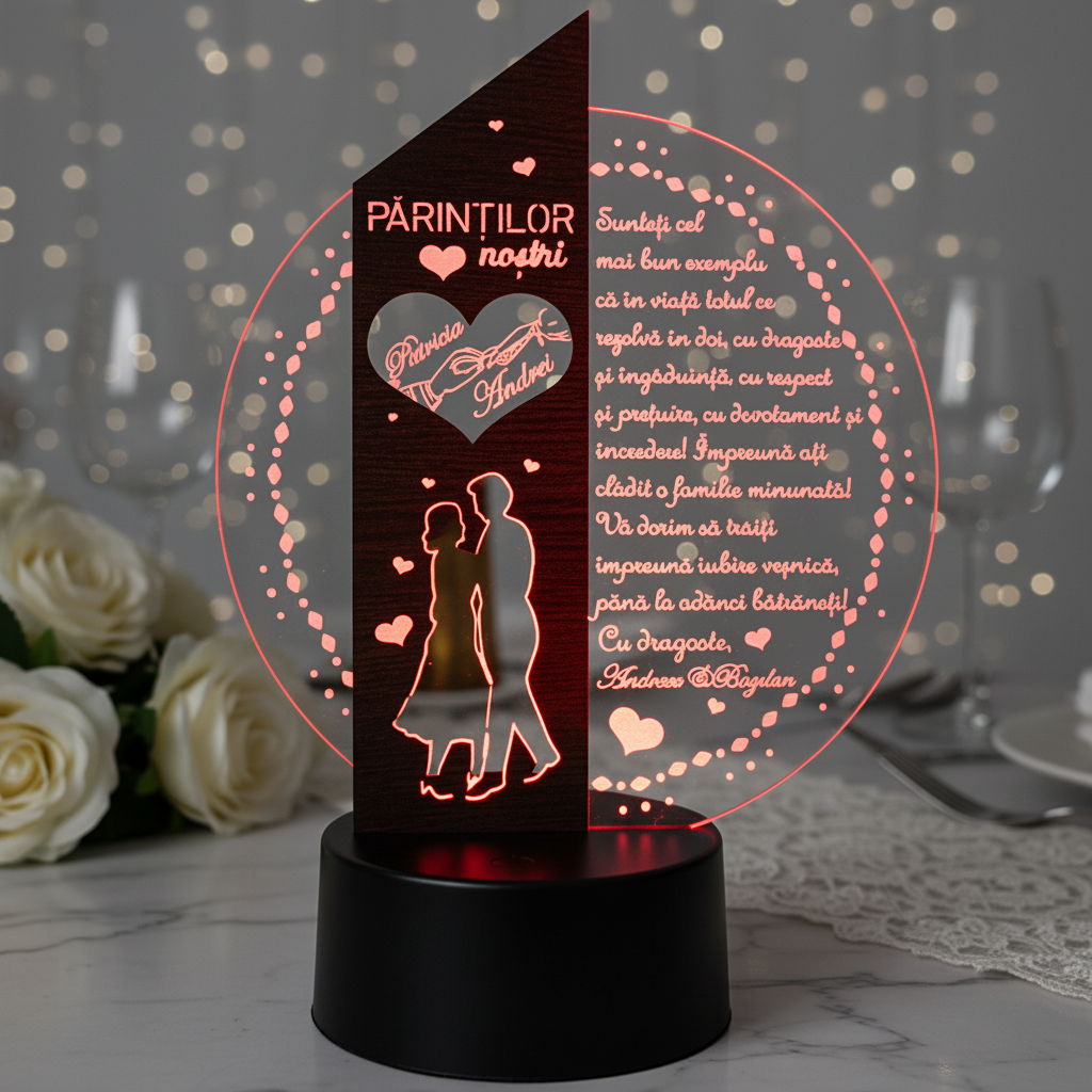Cadou personalizat Trofeu LED - Placheta speciala pentru parinti Cadou personalizat Trofeu LED - Placheta speciala pentru parinti