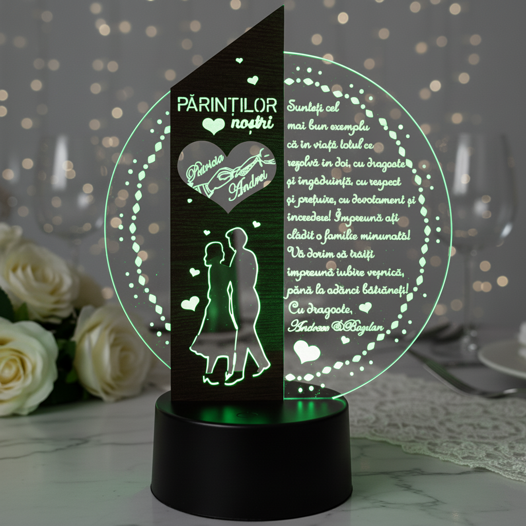 Cadou personalizat Trofeu LED - Placheta speciala pentru parinti Cadou personalizat Trofeu LED - Placheta speciala pentru parinti