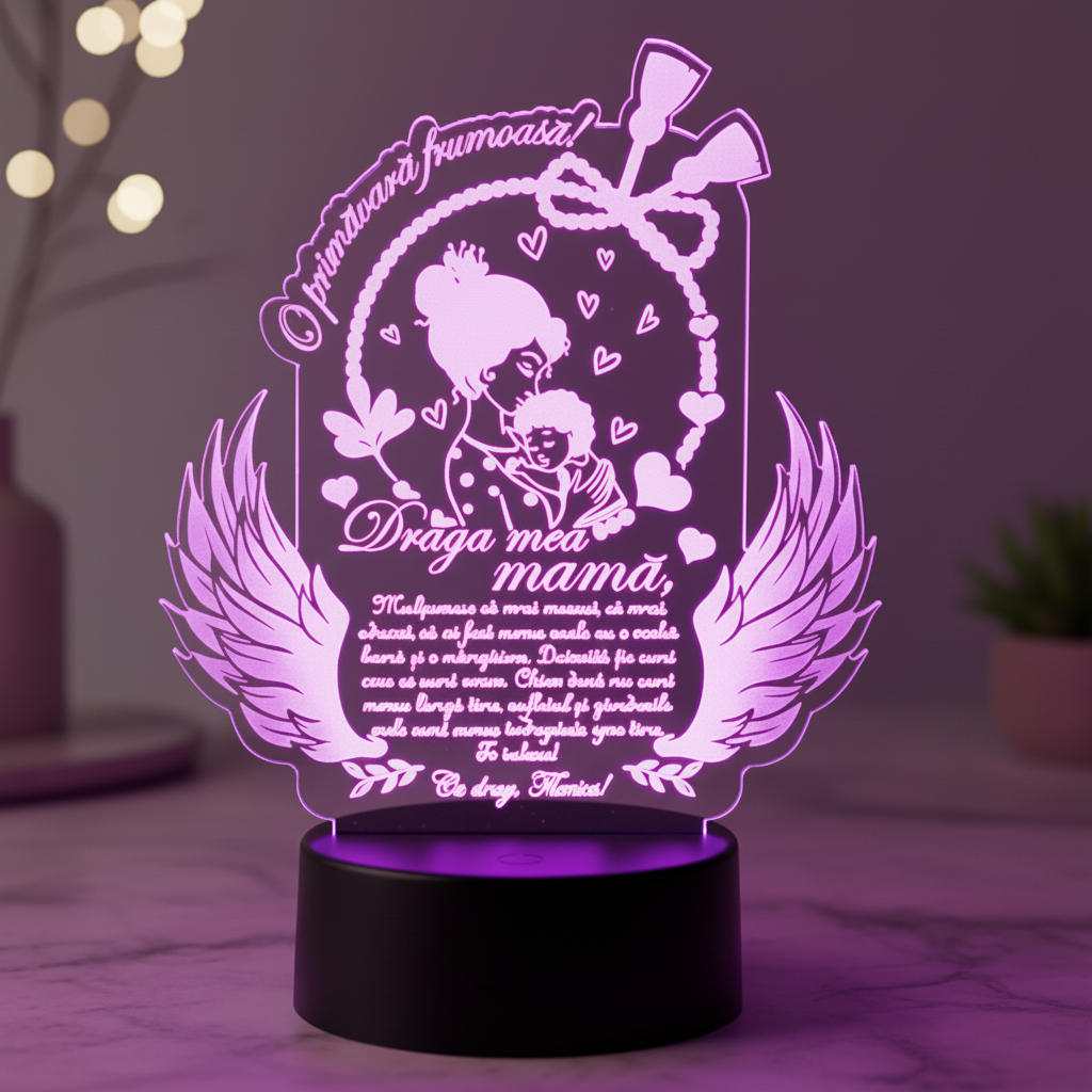 Trofeu Personalizat cu Led - Cadou pentru mama 8 martie Trofeu Personalizat cu Led - Cadou pentru mama 8 martie